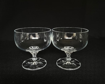 Pair of Vintage Crystal 8oz Champagne Cocktail Coupes - Vintage Barware - Retro Barware