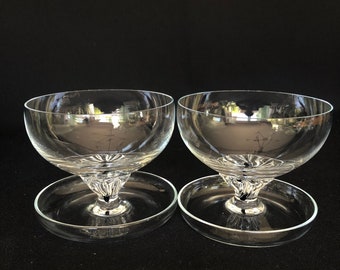 2 Vintage Belfor Exquisite Crystal 7oz Coupes with attached Saucers
