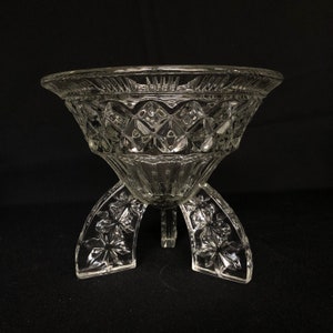 EAPG Tri-Footed Clear Glass Bowl