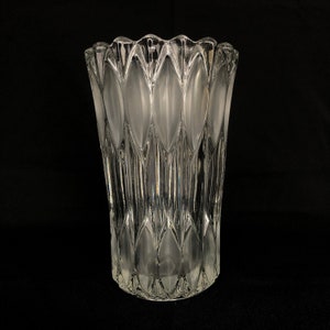 Spectacular Heavy Clear & Frosted Glass Art Deco Bouquet Vase