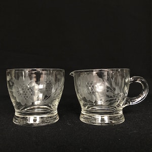 Vintage Cornflower Etched Cream & Sugar - Vintage Kitchen