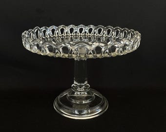 レア アンティーク ボヘミアン 8.5 インチ ガラス ケーキ スタンド