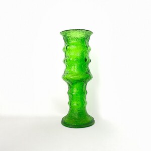 Groovige Vintage Textured Green Glas Vase von E.O. Brody USA