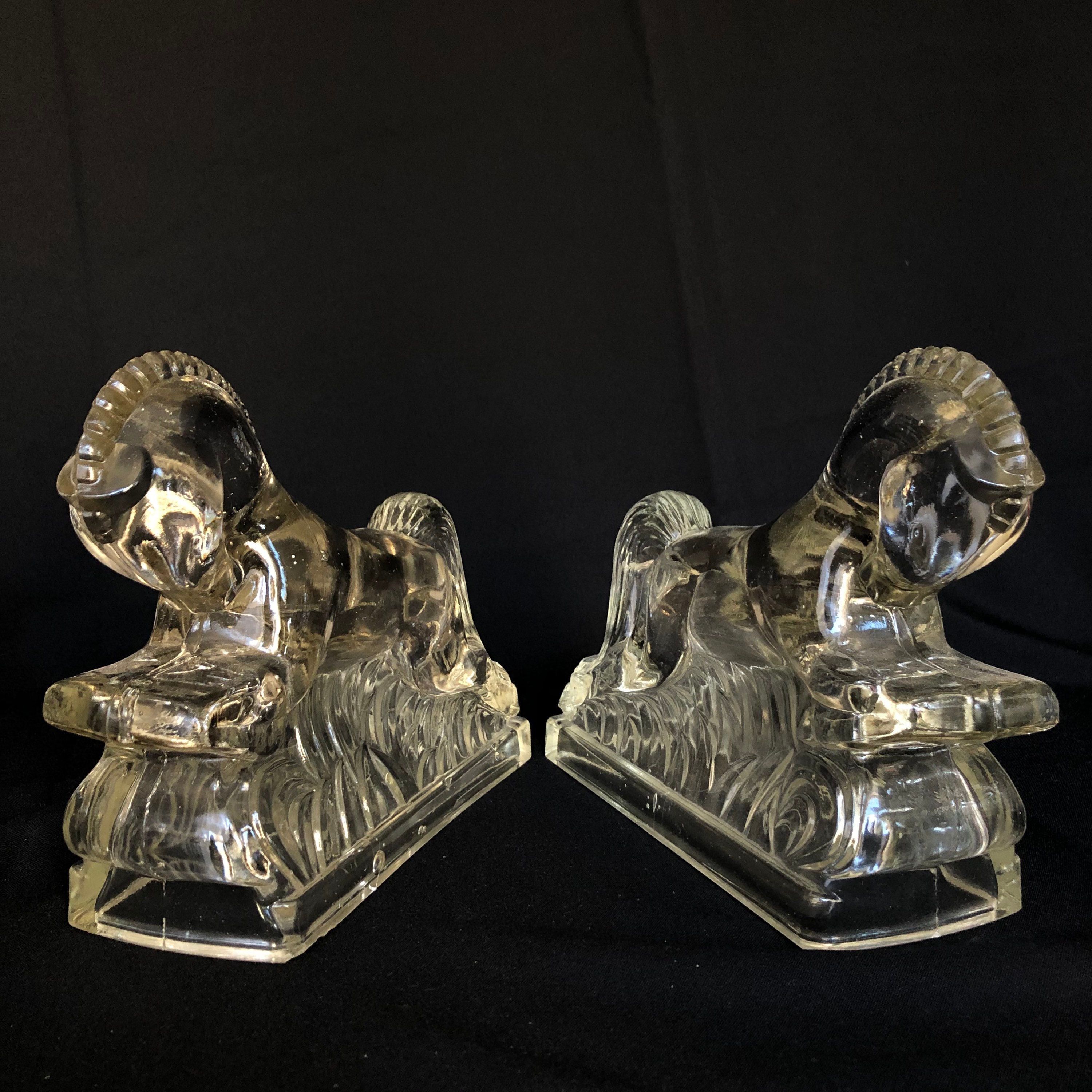 Antique Clear Glass Art Deco Horse Bookends by L.E. Smith Etsy