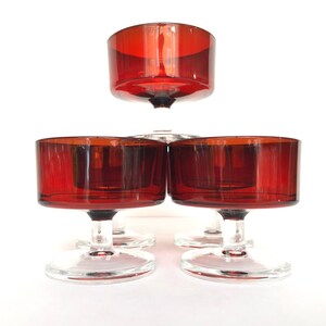 5 Vintage Cavalier Ruby Red Glass 5oz Champagne Coupes by Luminarc France