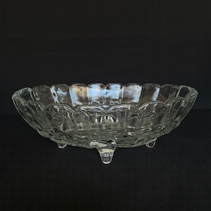 Big Vintage Indiana Glass Co. Harvest Footed Glass Fruit Bowl / Oval Bowl