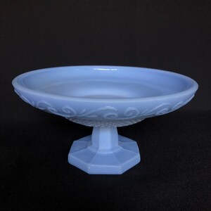 RARE - Spectacular Antique Delphite Blue Glass Pedestal Bowl - Footed Dish - Azurite - Retro Kitchen - REVIEW Full DESCRIPTION