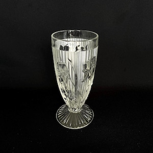 Vintage Iris & Herringbone Footed 9.5oz Tumbler by Jeannette Glass