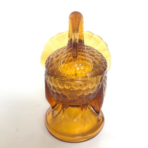 RARE Wonderful Vintage L. E. Smith Golden Amber Glass Turkey Lidded ...