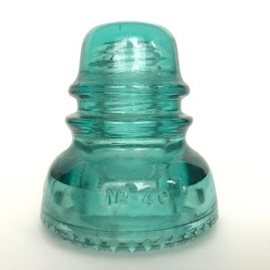 Vintage Hemingway No.40 Turquoise Glass Insulator - Vintage Industrial - Industrial Salvage - Vintage Salvage