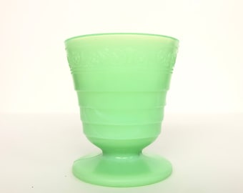 RARE - Vintage McKee Jadeite Pressed Glass Footed 5.5oz Tumbler