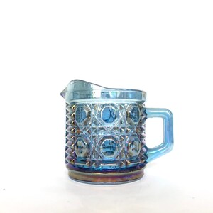 Vintage Blue Iridescent Carnival Glass 10oz Creamer Collectible Glassware -  Indiana Glass - Windsor Pattern