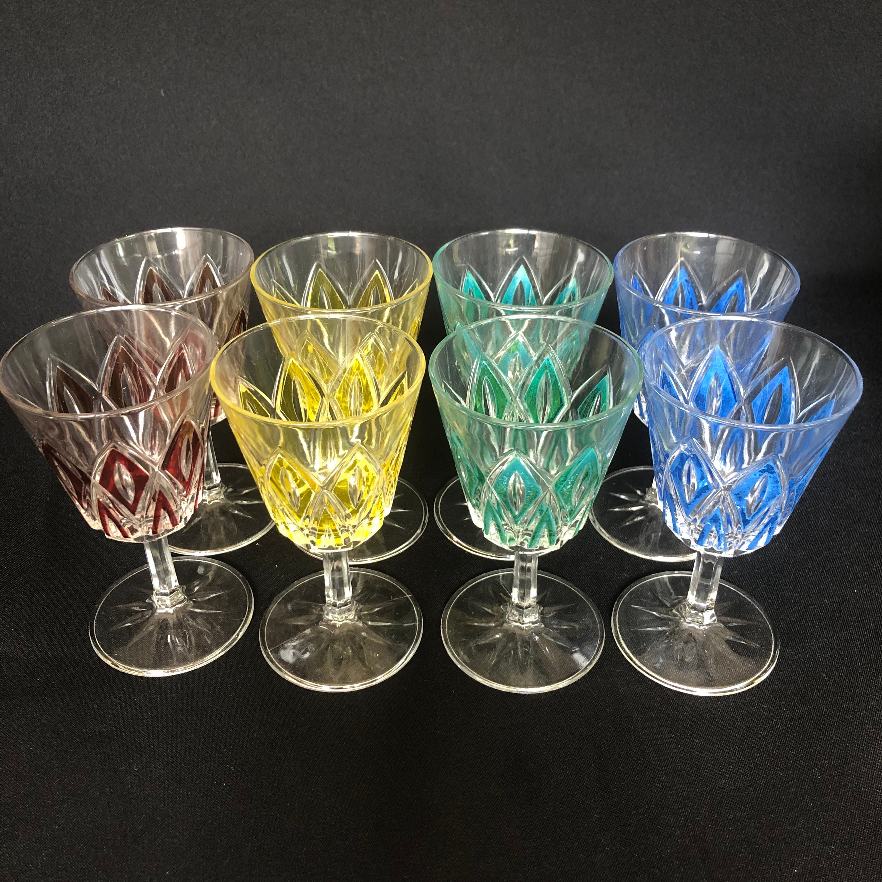 Lot De 4 Verres Vintage Type Béchers - Reims France - Verre Transparent (Très Bon état)