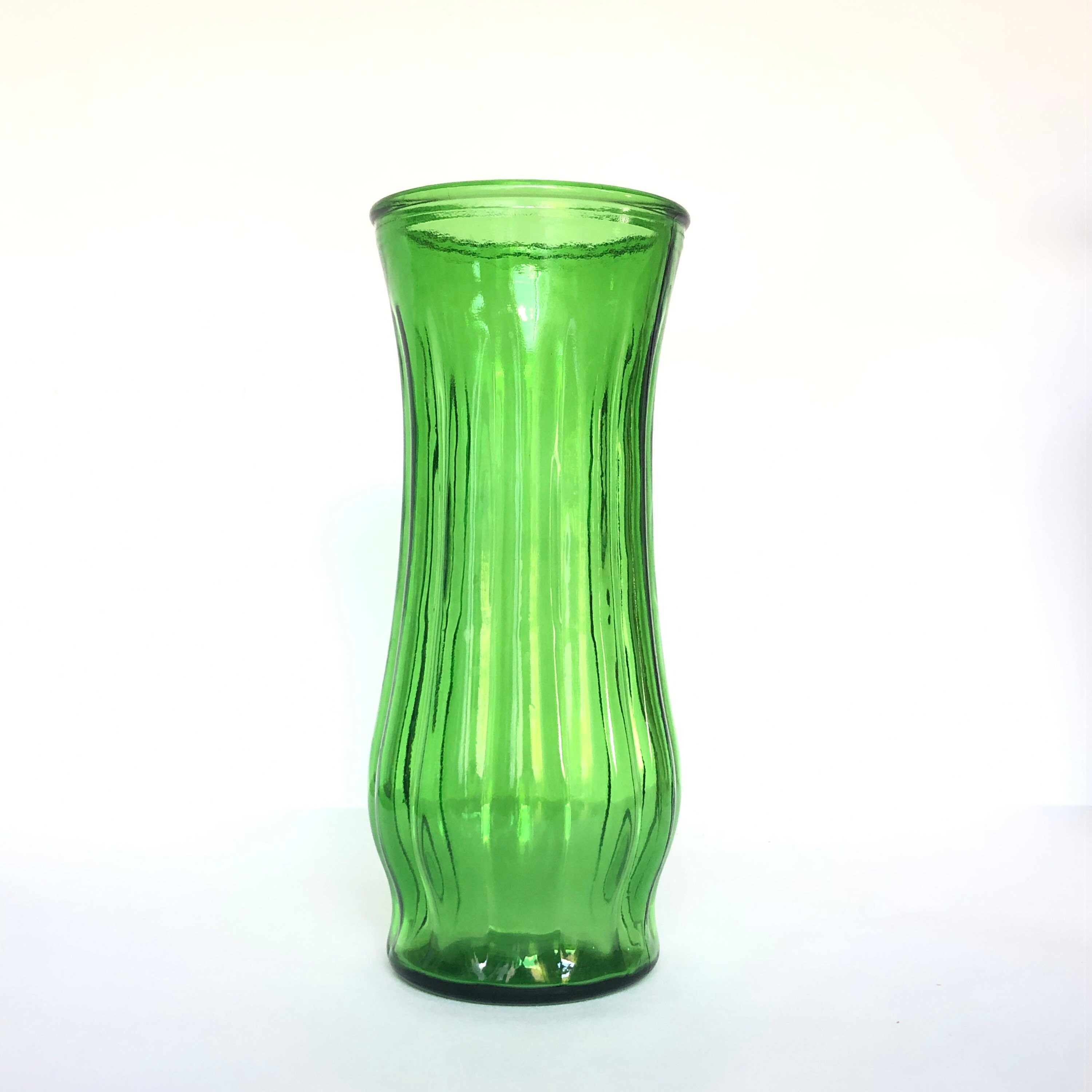Vintage Emerald Green Glass Vertically Ribbed Bouquet Vase - Etsy