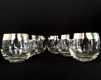 Set di 6 bicchieri Roly Poly in stile Dorothy Thorpe – Accessori da bar vintage con bordo argentato