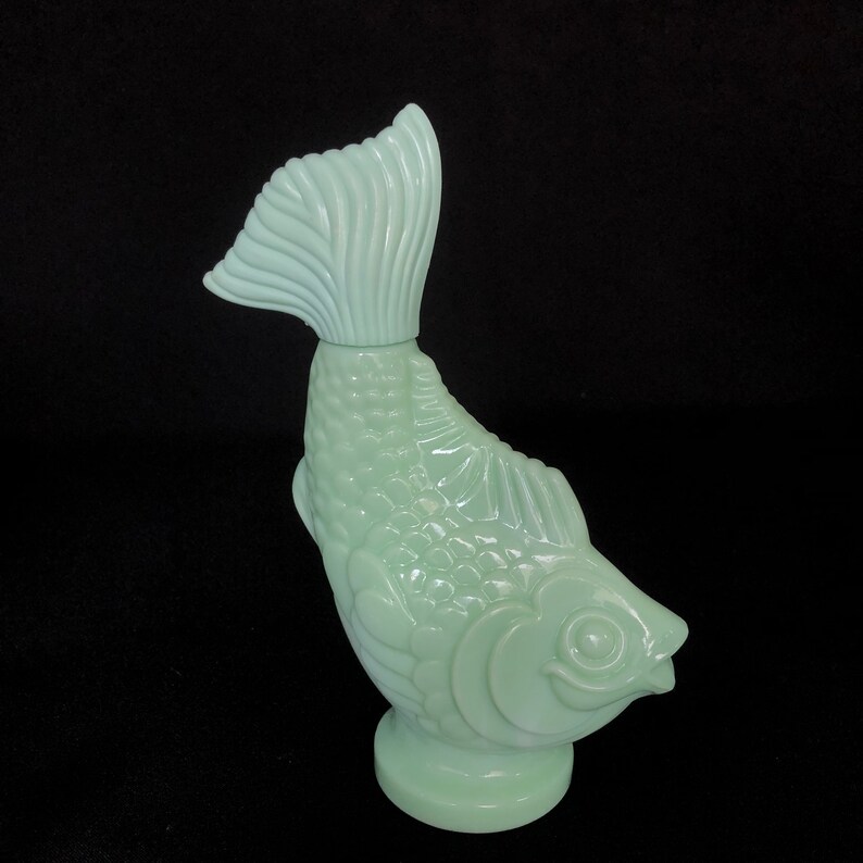 RARE Vintage Jadeite Glass Fish Bottle Decanter by AVON Etsy