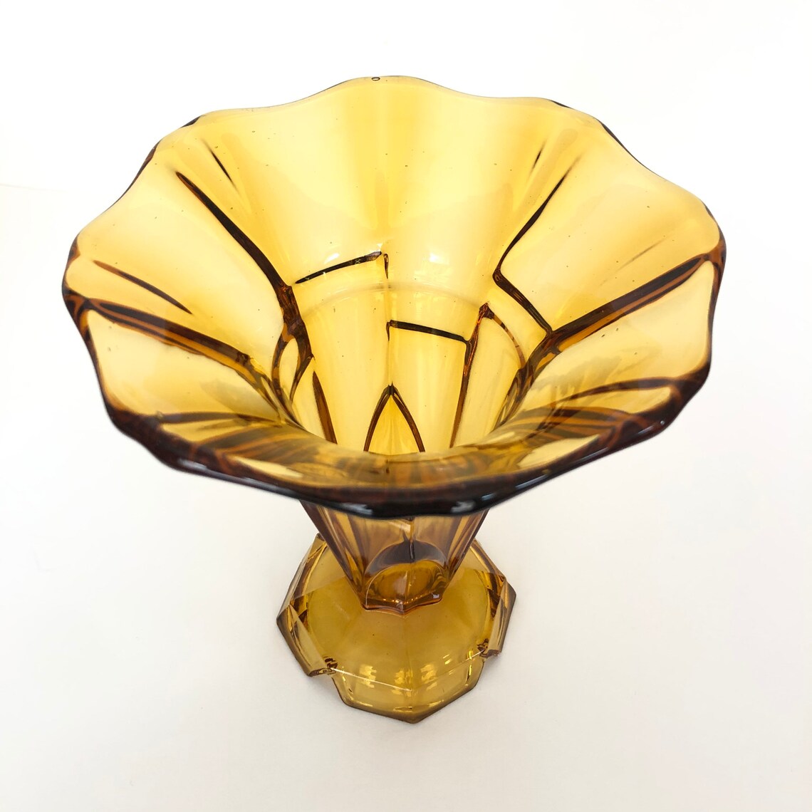 RARE Art Deco Amber Glass Vase C1920's Etsy