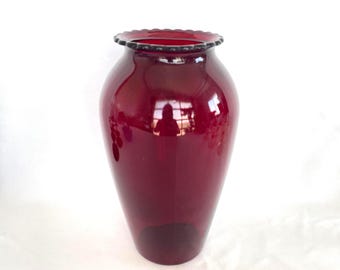 Vintage Garnet Red Glass Bouquet Vase