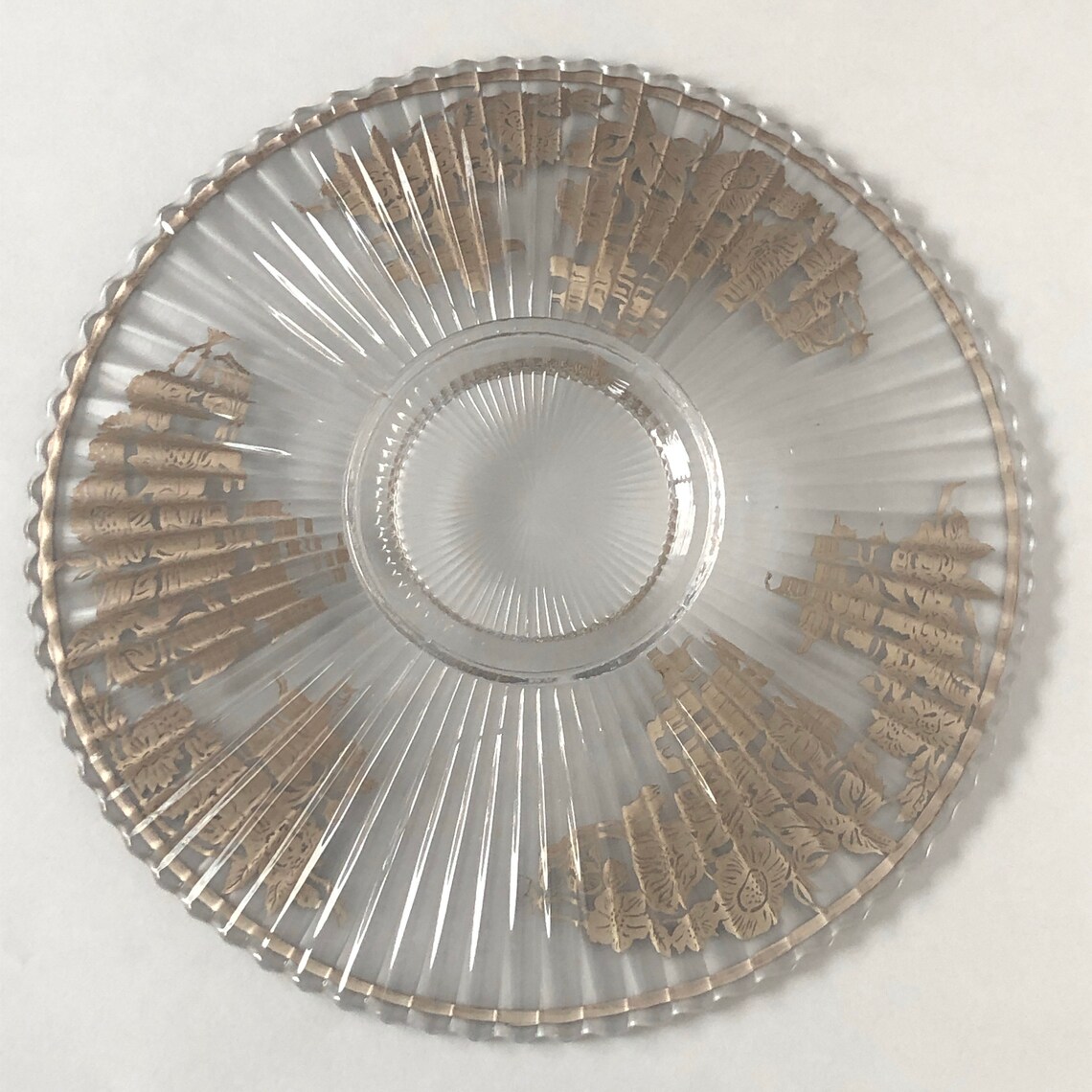 Vintage Clear Glass Serving Plate Platter Tray With Ornate Etsy