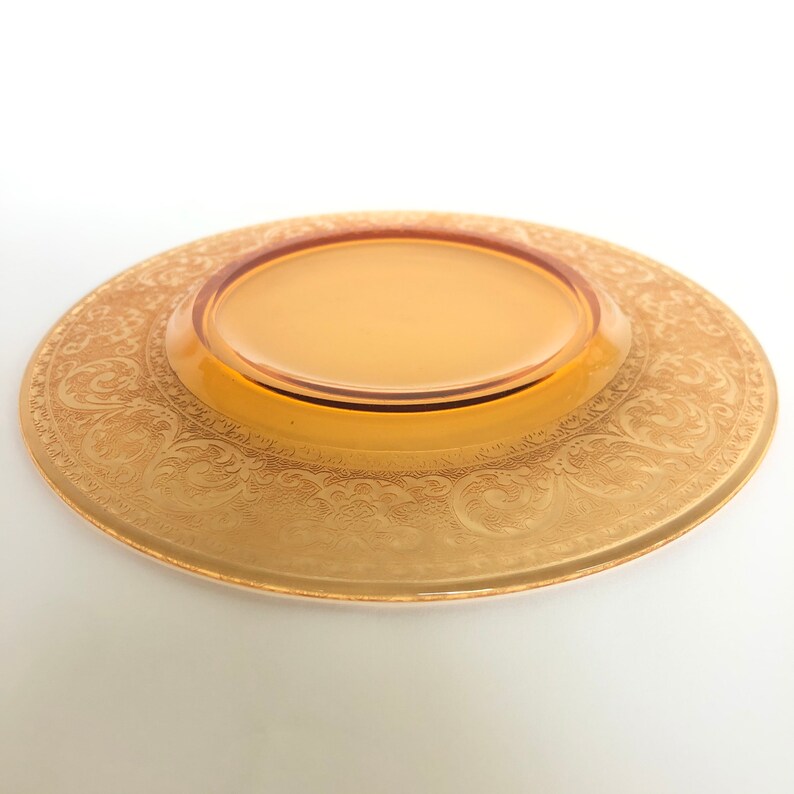 Pair of Vintage Embossed Amber Glass Luncheon Dessert Plates Etsy