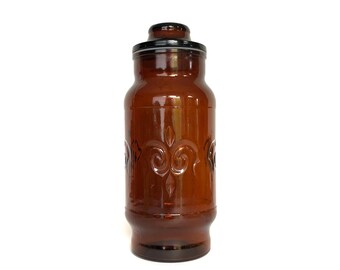 Vintage BORDEN CREMORA Amber Glass Canister Apothecary Jar c1970's