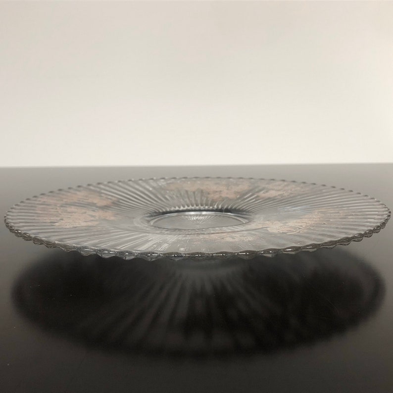 Vintage Clear Glass Serving Plate Platter Tray With Ornate Etsy