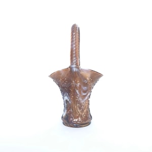 RARE - Imperial Glass Caramel Chocolate Slag Glass Chocolate & White Glass Daisy Basket