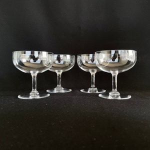 Set of 4 Vintage Straight Stem 6.5oz Crystal Champagne Cocktail Coupes - Vintage Barware - Retro Barware