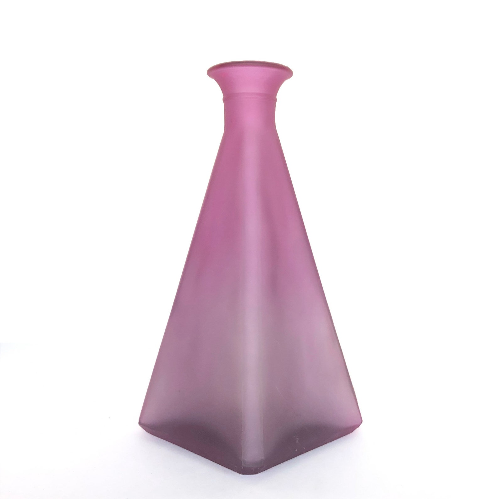 Big Vintage Frosted Purple Glass Bottle Vase Etsy