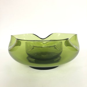 Vintage Anchor Hocking Avocado Green Glass Chips and Dip Bowl Set - (or use it for salad!)