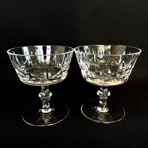 2 Vintage Crystal Cross & Olive 5oz Champagne Cocktail Coupe Glasses - Vintage Barware - Retro Barware