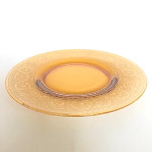 Pair of Vintage Embossed Amber Glass Luncheon Dessert Plates
