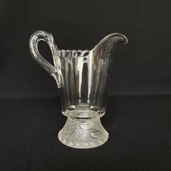 Antique Gillinder and Sons - Lion (OMN) - AKA Frosted Lion Pitcher - Creamer - Cream Pitcher - Early American Pattern Glass - c1877