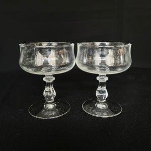 Pair of Vintage Crystal Flared Rim Flat Bottom oz Champagne Cocktail Coupes - Vintage Barware