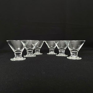 6 Vintage Clear Glass 3oz Footed Shot Glasses - Shooters - Shots  - Vintage Barware