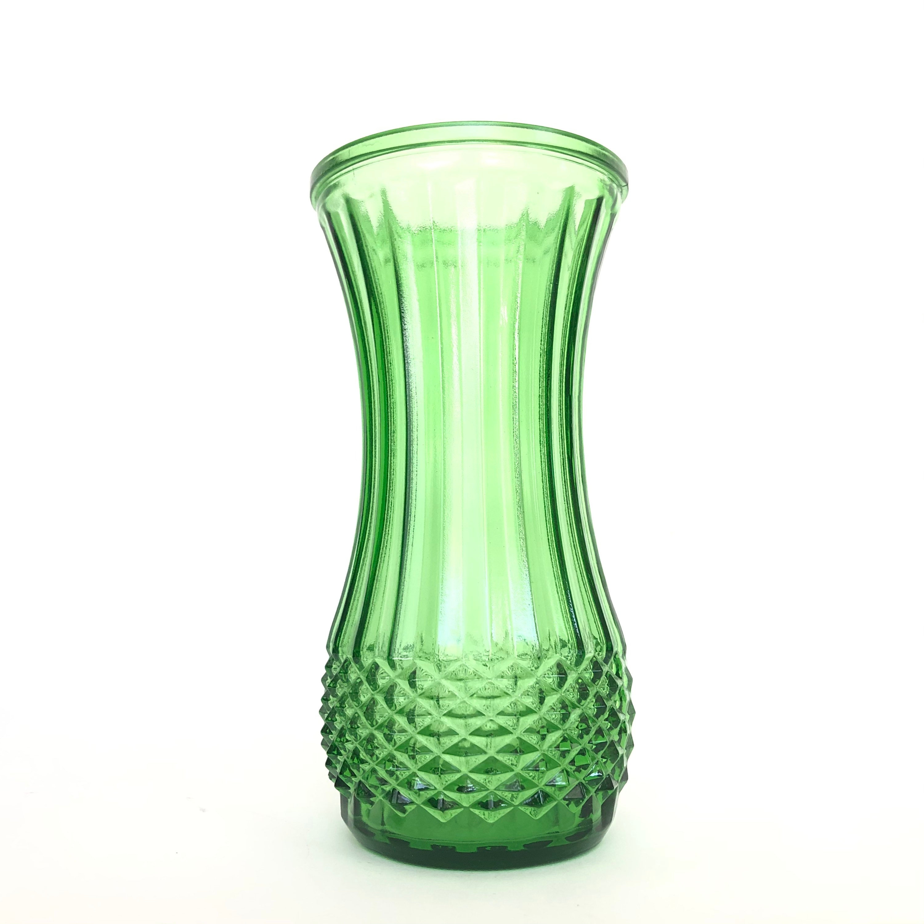 ヴィンテージ リブ付きエメラルドグリーンガラス ブーケ花瓶 - Etsy 日本