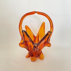 Vintage Green Murano Art Glass Basket Bowl - Small Size