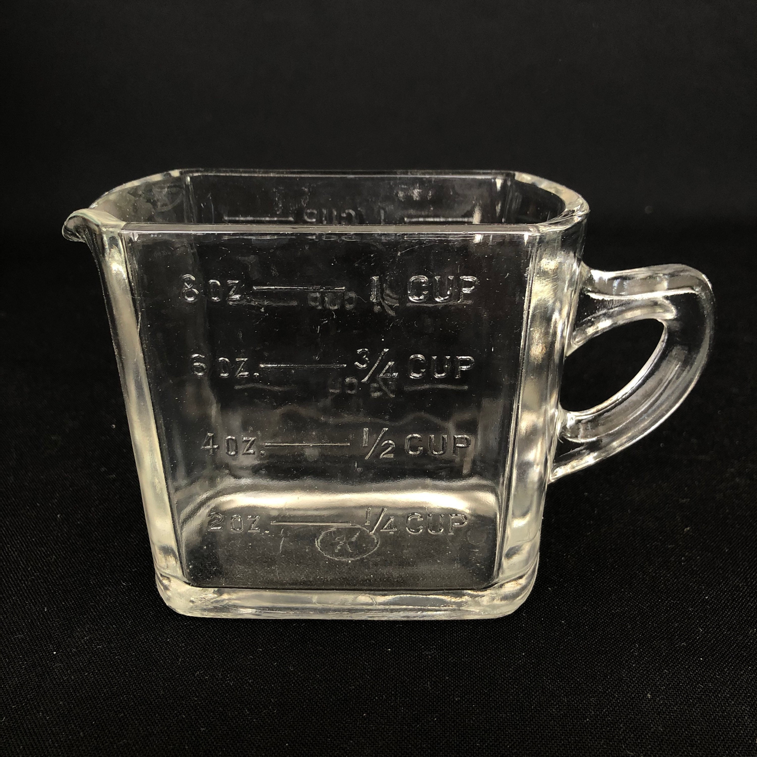 Vintage Kelloggs Clear Glass 8oz Rectangular Measuring Cup 