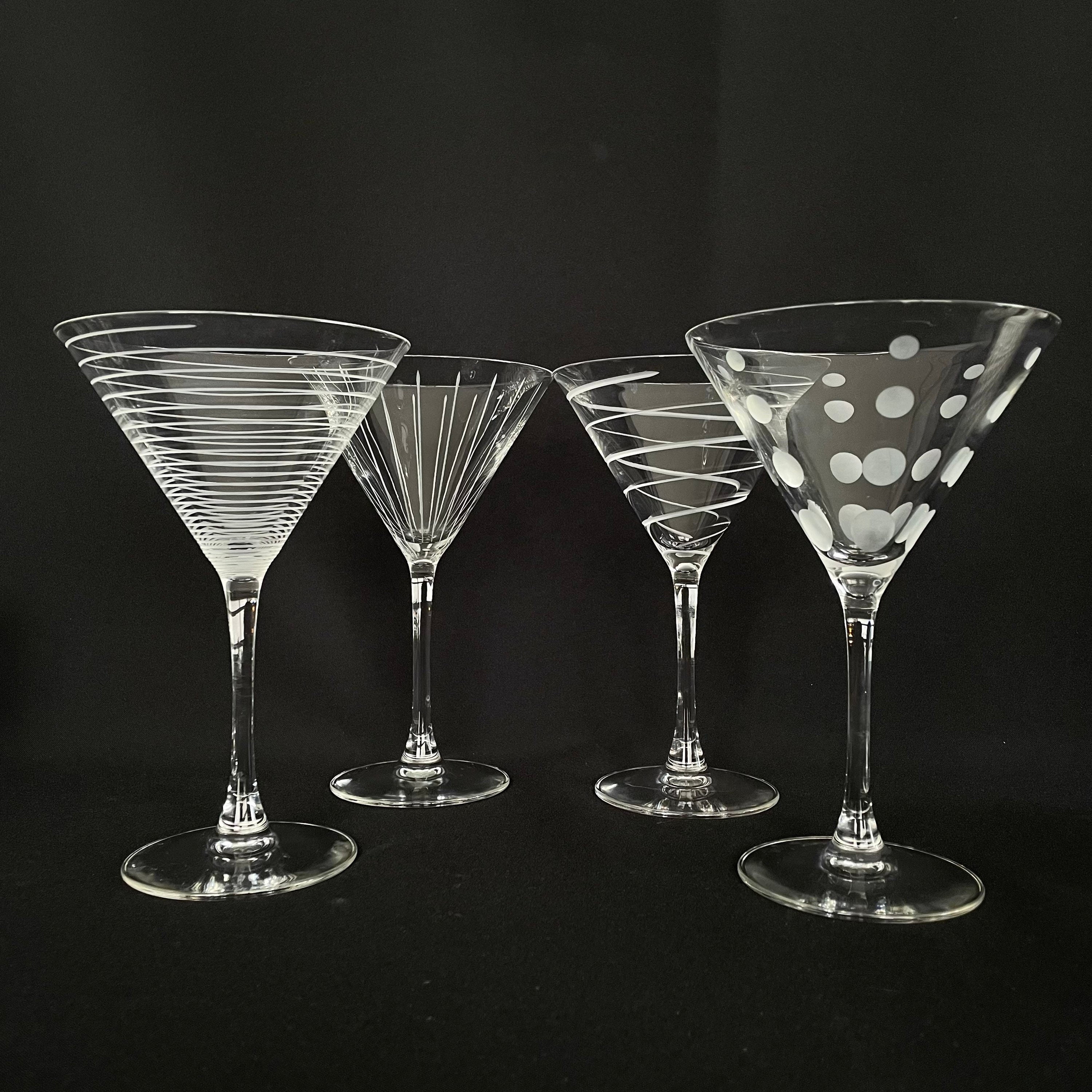 2 MIKASA Abstract Martini Glasses CHEERS Cocktail Glasses 