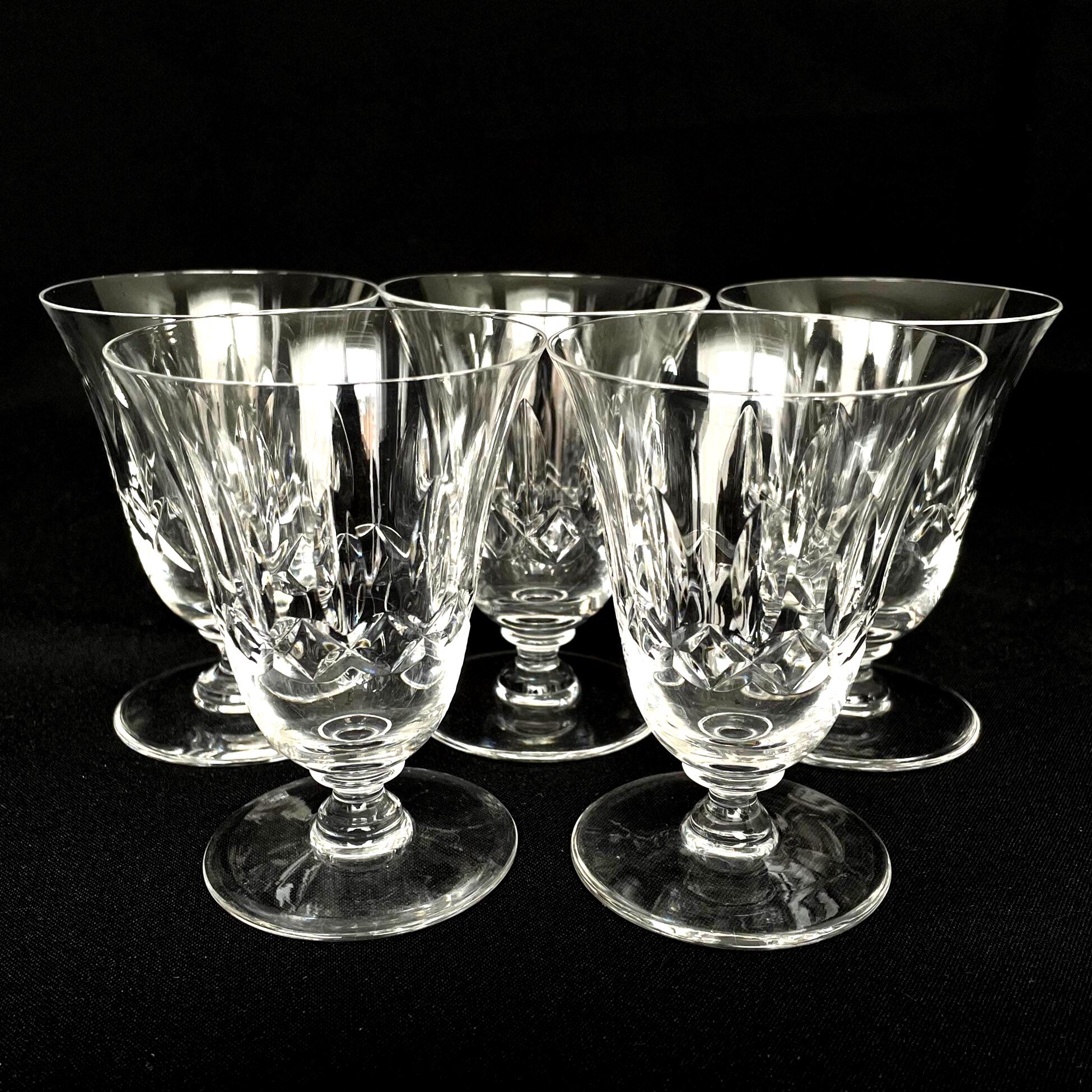 ビンテージ USSR 旧ソ連 ワイングラス クリスタル 5脚セット 切子 酒器 Set of 5 Vintage Cross & Olive Crystal Footed Disc Stem 4oz