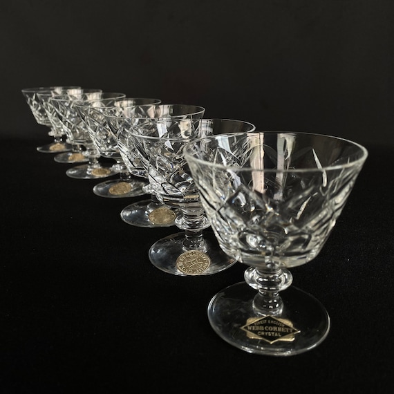 Set of 7 Vintage 'finest English Webb Corbett Crystal' Flat Bottom