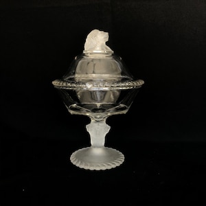 RARE - Antique Gillinder & Sons Frosted Lion Compote c1877
