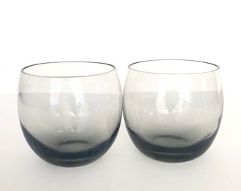 2 Vintage Roly Poly 10oz Lowball Tumblers Mid Century Barware - Large Size