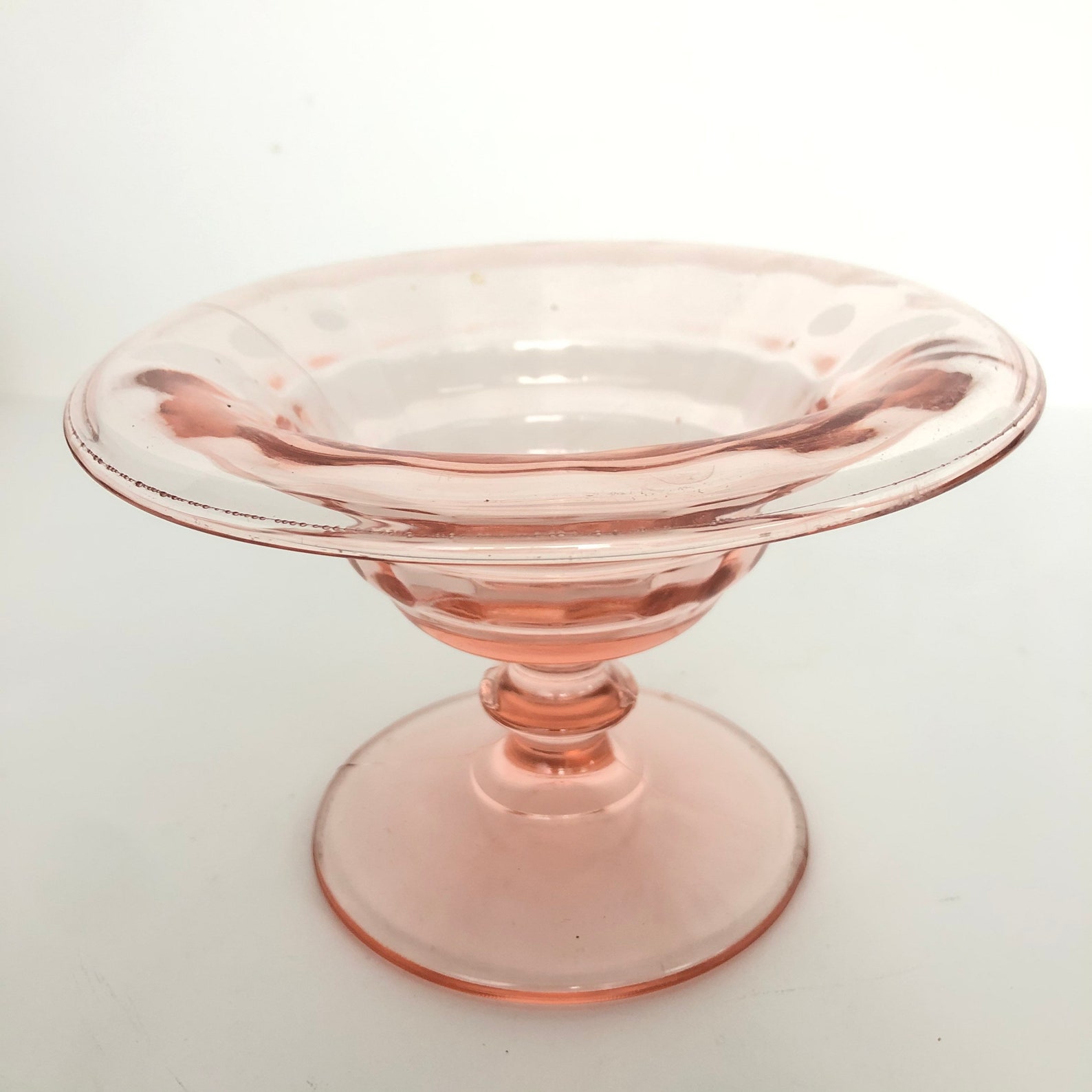 Lovely Pink Depression Glass Pedestal Dish Footed Bowl Etsy