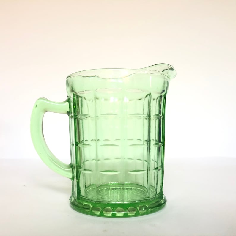 Vintage Green Vaseline Glass Creamer and Open Sugar Set in the Etsy