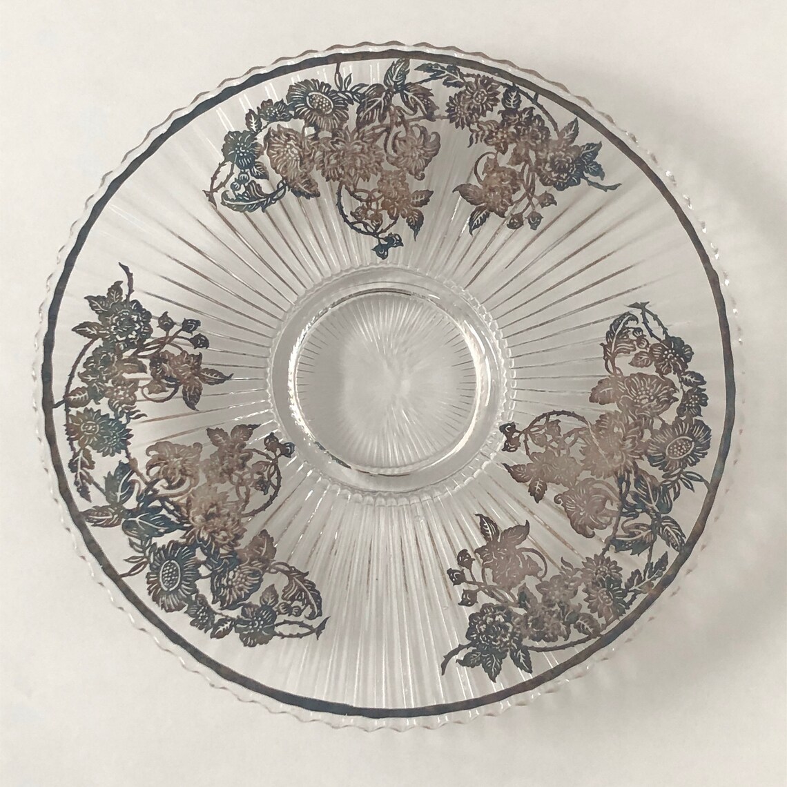 Vintage Clear Glass Serving Plate Platter Tray With Ornate Etsy