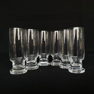 6 Vintage Glass 2oz Footed Shot Glasses - Shooters - Shots  - Vintage Barware