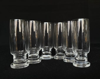6 Vintage Glass 2oz Footed Shot Glasses - Shooters - Shots  - Vintage Barware