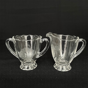 Vintage Cornflower Etched Cream & Sugar - Vintage Kitchen