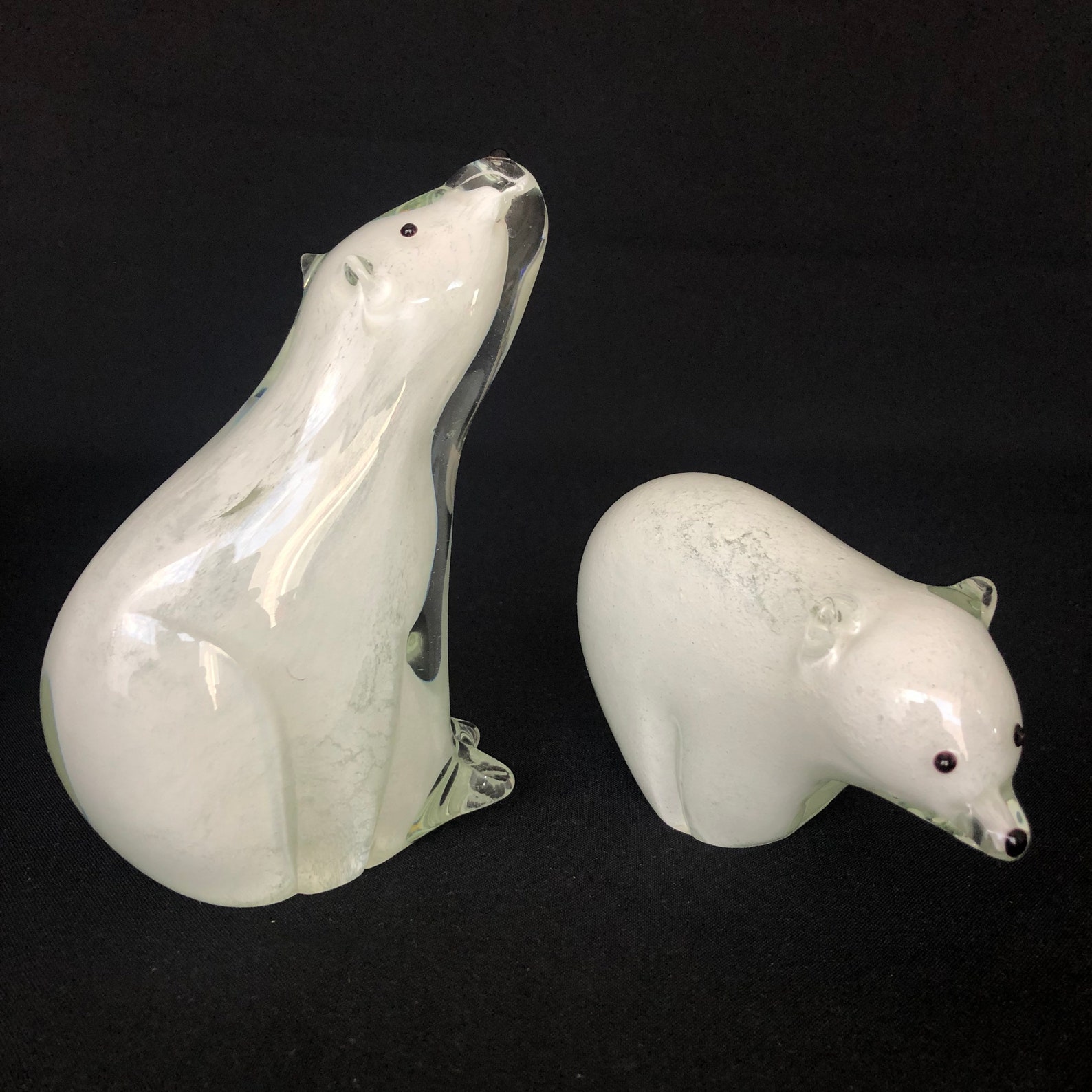 Vintage MURANO Art Glass Polar Bear Pair Mother And Cub | Etsy